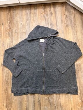 UGG Mens Charcoal Full-Zip Oversized Hoodie Sweater Gray Knit 1018958 Medium